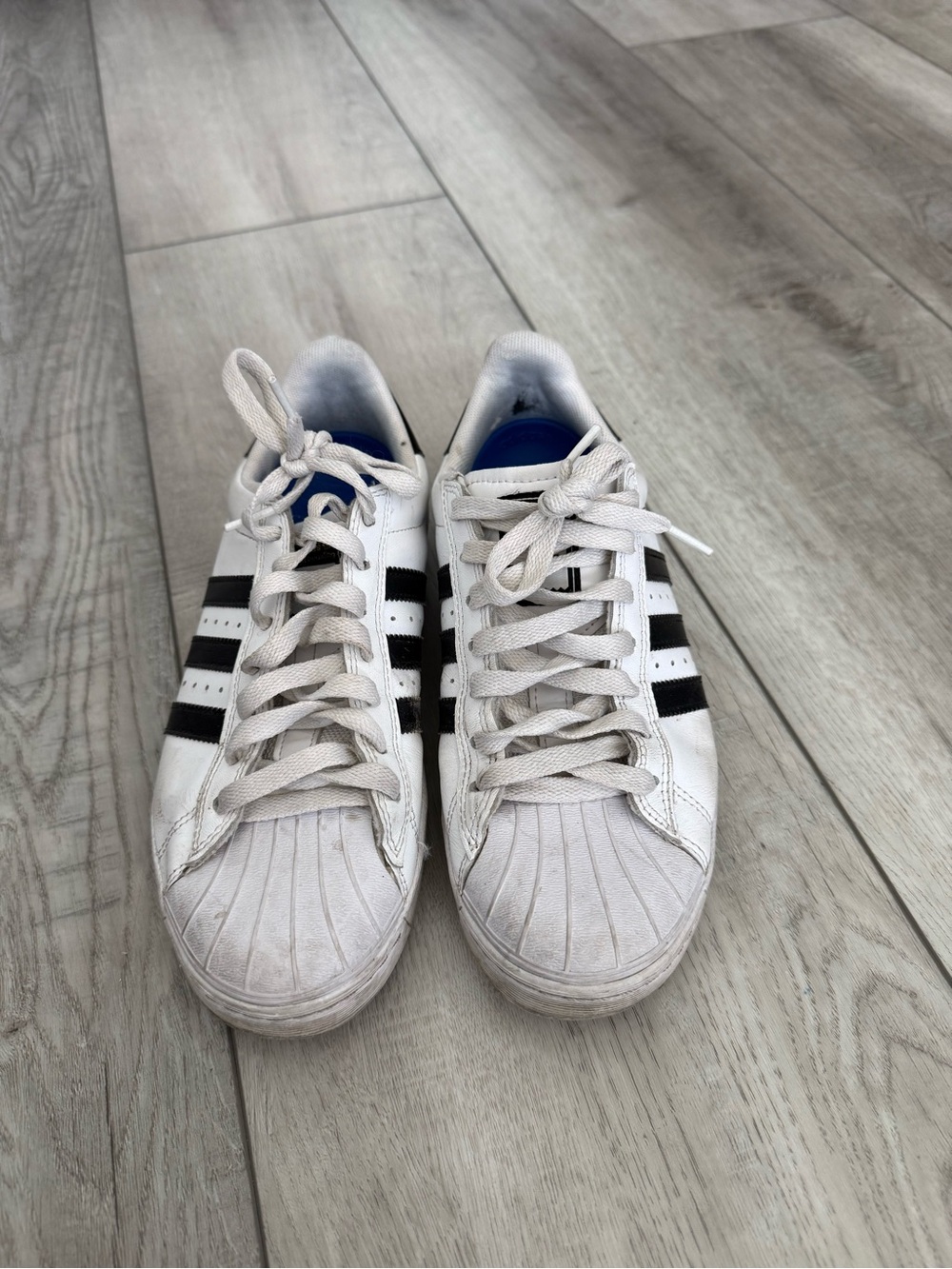adidas White Sneakers with Black Stripes